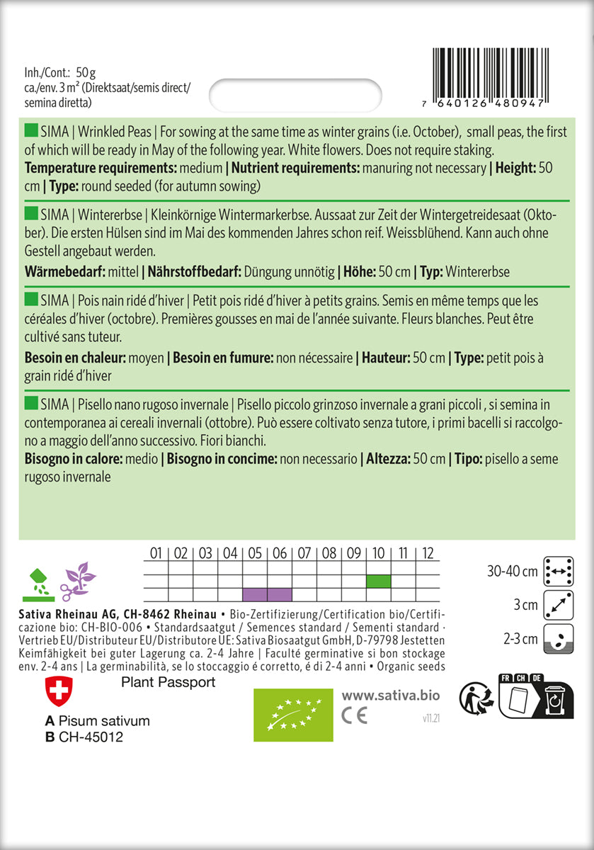 Artikelbild 2 von "BIO Wintererbse Sima" aus der Kategorie Markerbsensamen