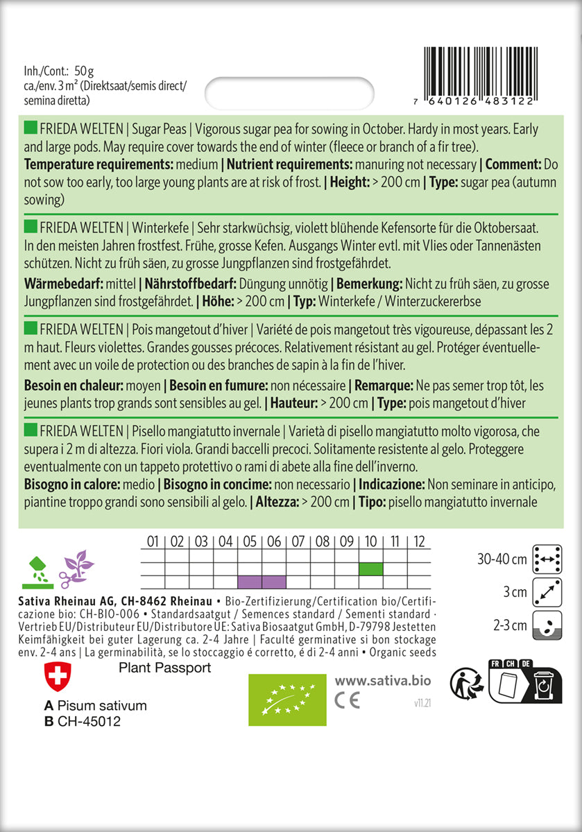 Artikelbild 2 von "BIO Zuckererbse Frieda Welten" aus der Kategorie Zuckererbsensamen
