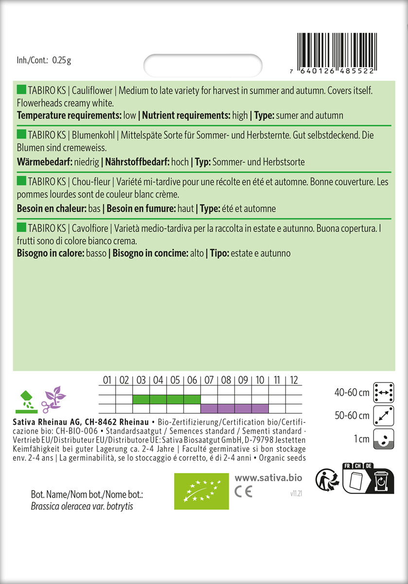 Artikelbild 2 von "BIO Blumenkohl Tabiro Ks" aus der Kategorie Blumenkohlsamen