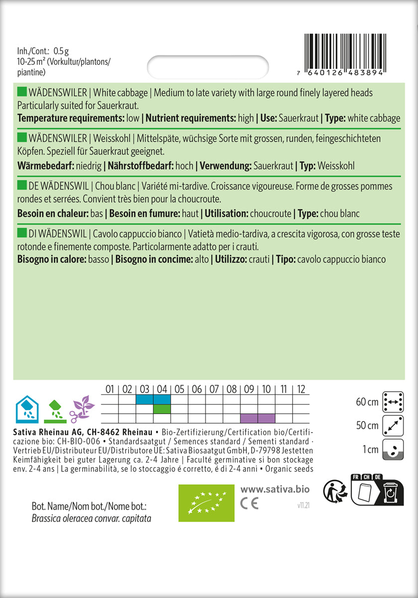 Artikelbild 2 von "BIO Weisskohl Wädenswiler" aus der Kategorie Weißkohlsamen