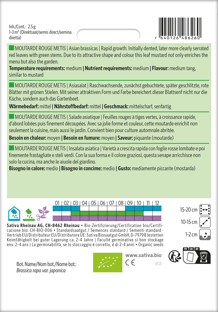 Artikelbild 2 von "BIO Asiasalat Moutarde Rouge Metis" aus der Kategorie Asiasalatsamen