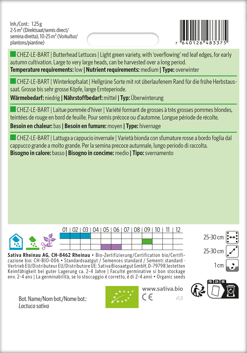 Artikelbild 2 von "BIO Winterkopfsalat Chez-Le-Bart" aus der Kategorie Kopfsalatsamen