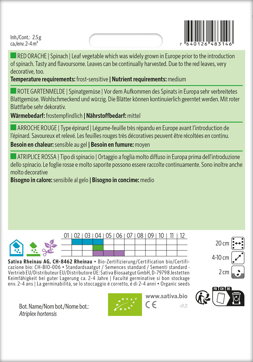 Artikelbild 2 von "BIO Spinatgemüse Rote Gartenmelde" aus der Kategorie Spinatsamen