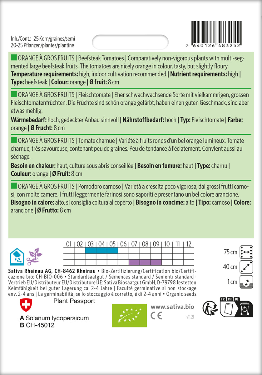Artikelbild 2 von "BIO Fleischtomate Orange À Gros Fruits" aus der Kategorie Fleischtomatensamen