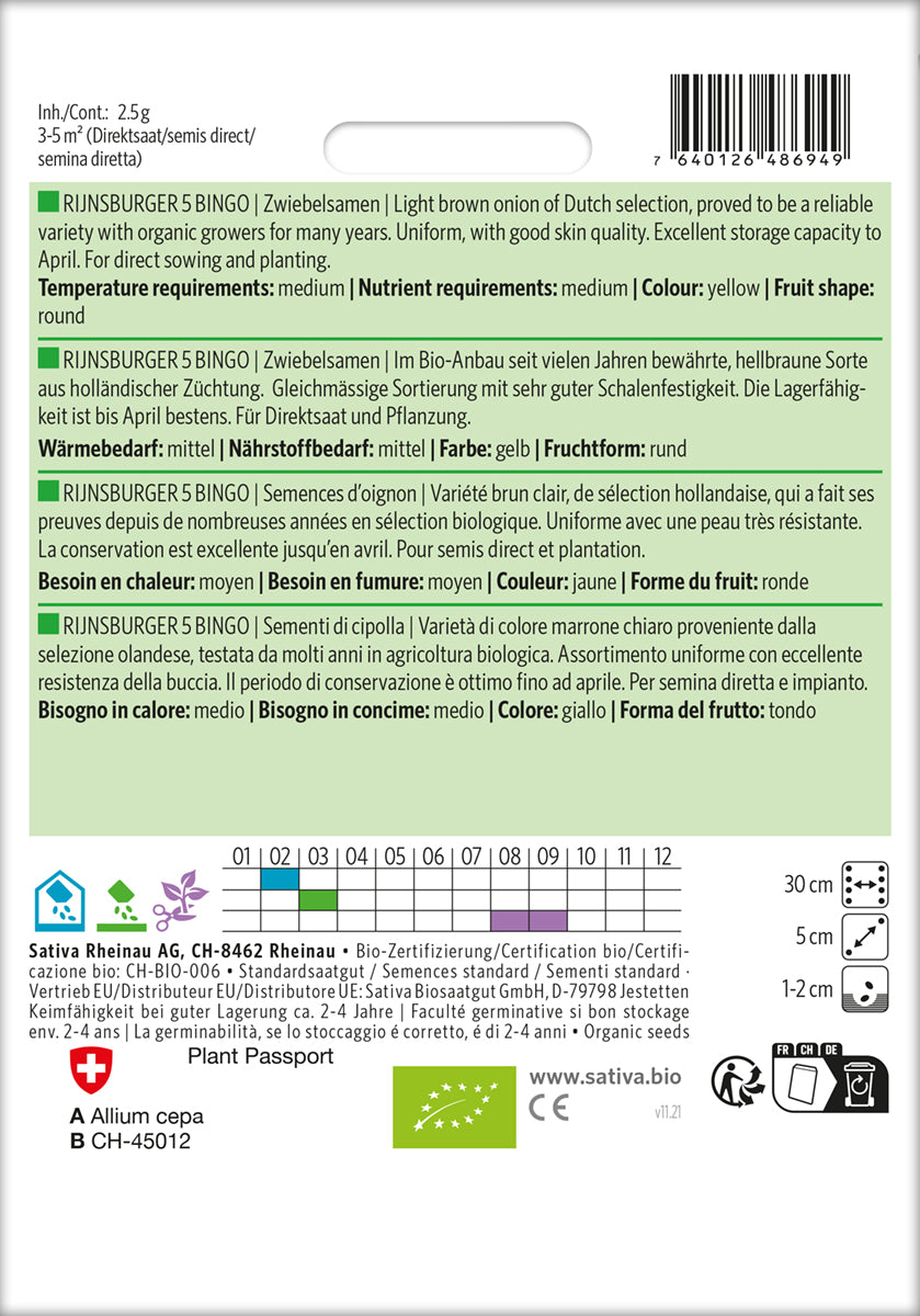 Artikelbild 2 von "BIO Zwiebelsamen Rijnsburger 5 Bingo" aus der Kategorie Zwiebelsamen