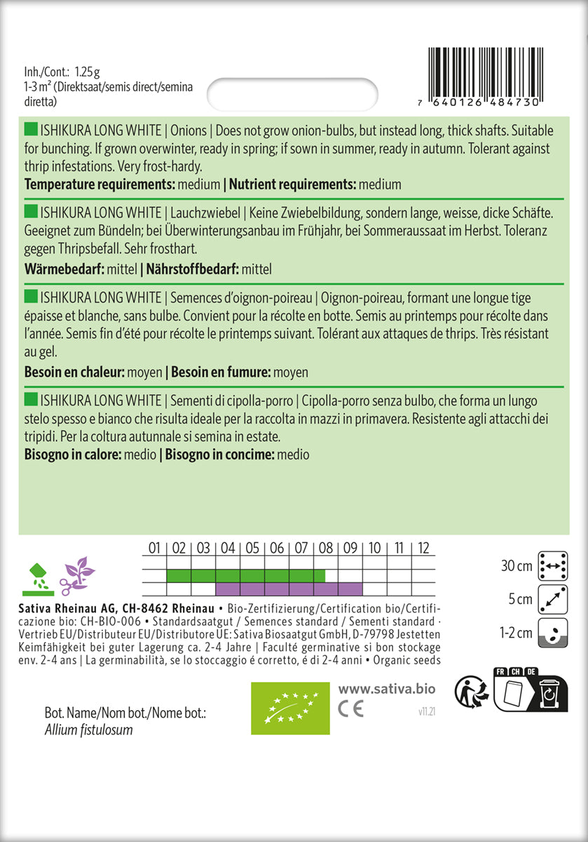 Artikelbild 2 von "BIO Lauchzwiebelsamen Ishikura Long White" aus der Kategorie Lauchsamen