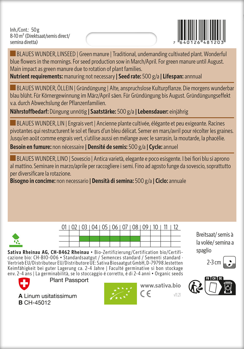 Artikelbild 2 von "BIO Gründüngung Blauer Lein, Öllein" aus der Kategorie Gründünger & -düngung
