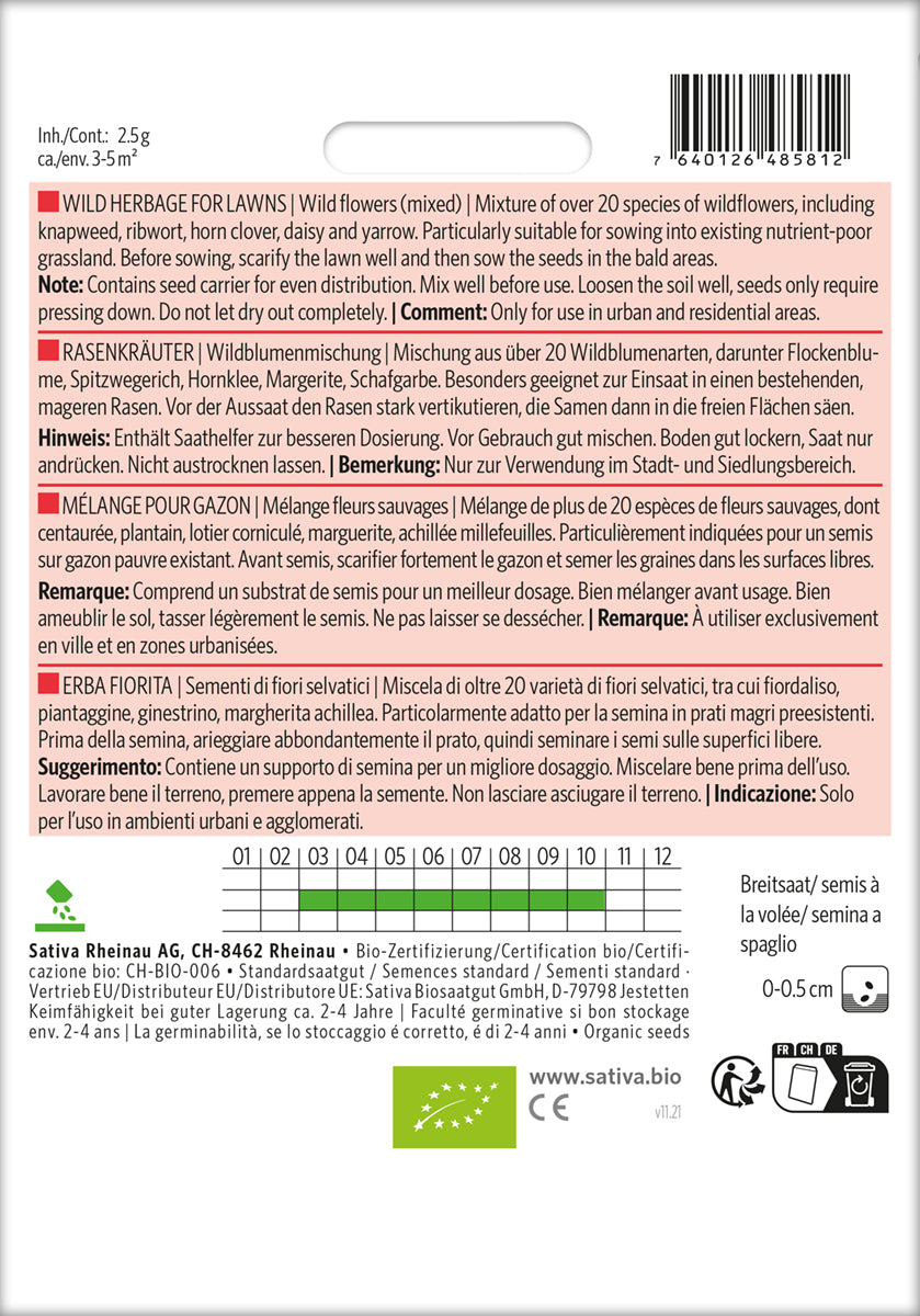 Artikelbild 2 von "BIO Wildblumenmischung Rasenkräuter" aus der Kategorie Wildblumensamen
