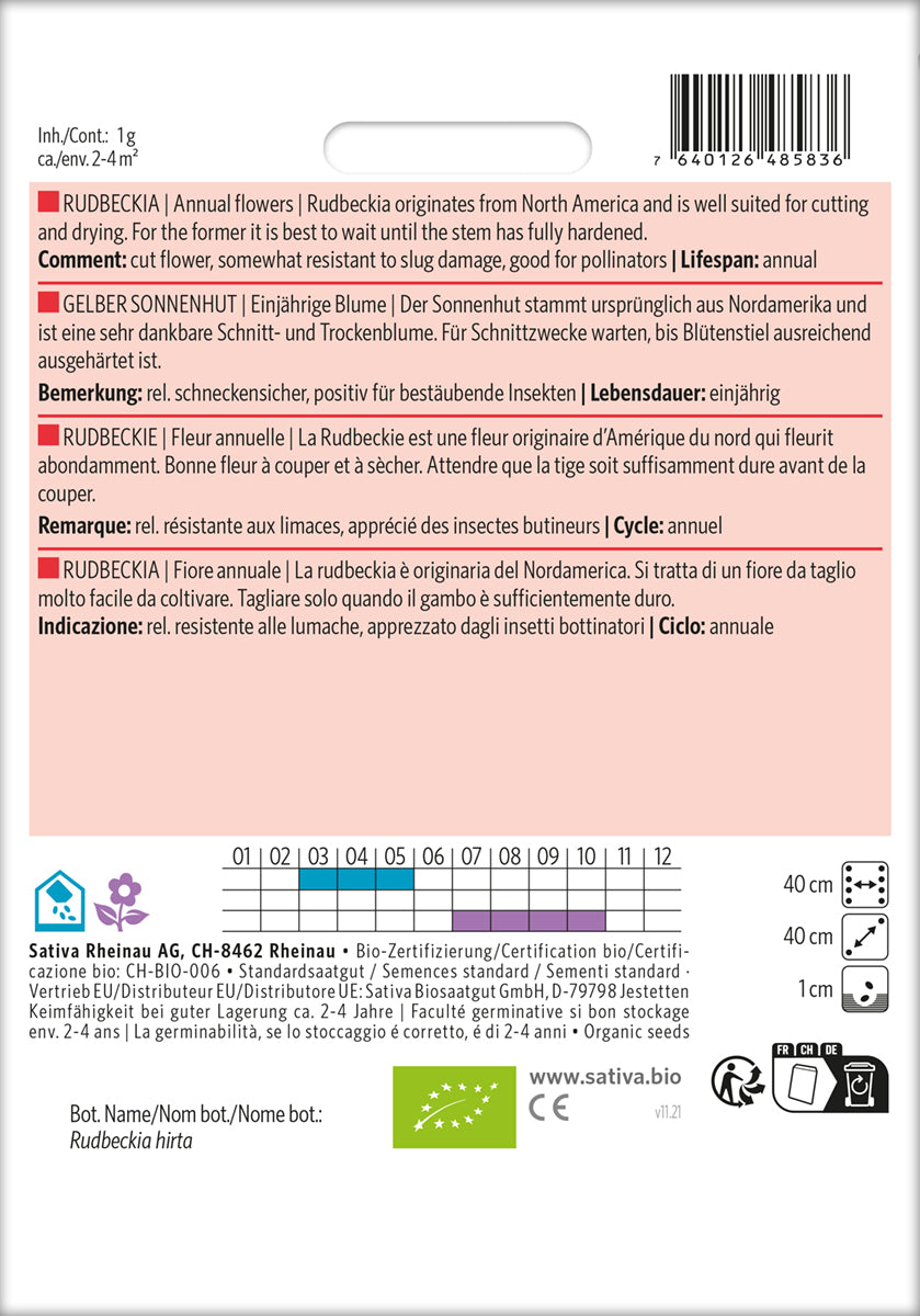 Artikelbild 2 von "BIO Sonnenhut Rudbeckia" aus der Kategorie Sonnenhutsamen