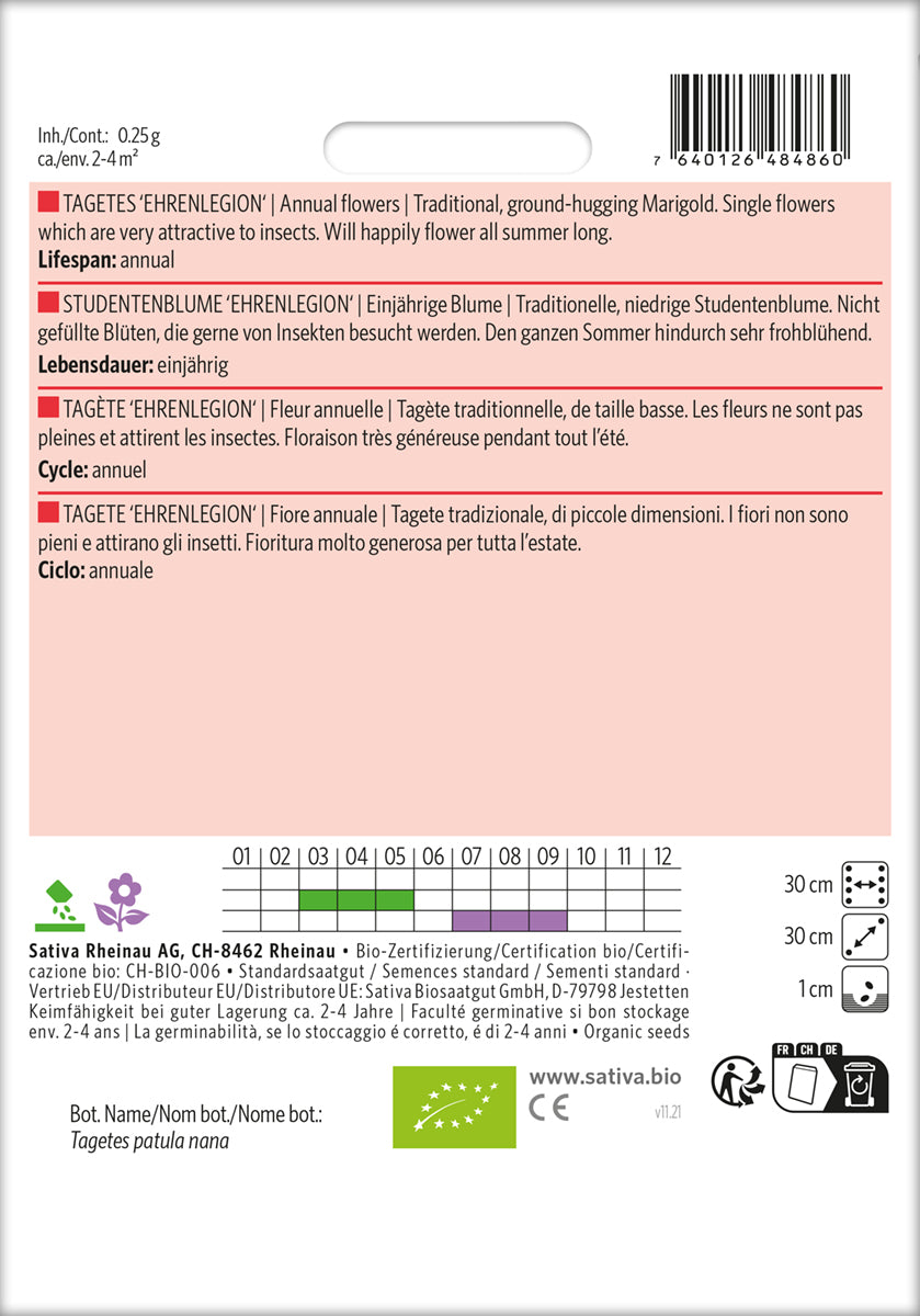 Artikelbild 2 von "BIO Studentenblume Ehrenlegion" aus der Kategorie Studentenblumensamen
