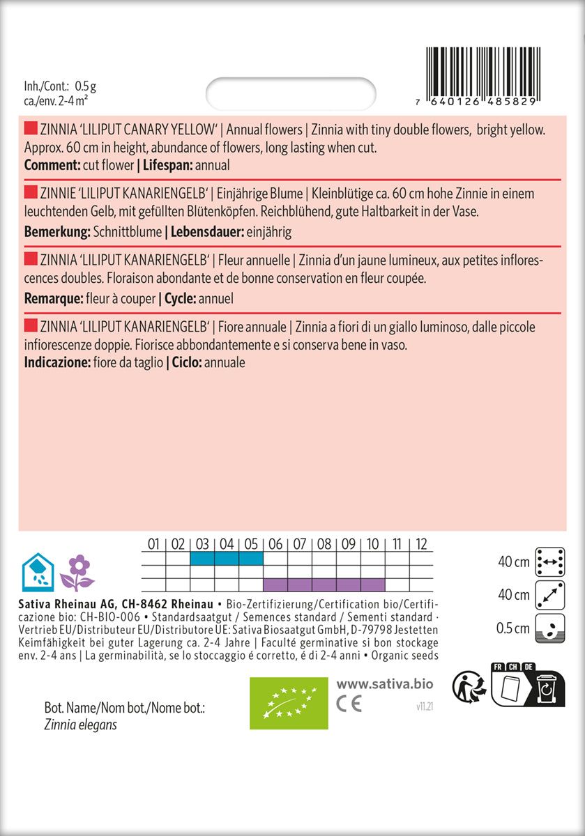 Artikelbild 2 von "BIO Zinnie Liliput Kanariengelb" aus der Kategorie Zinniensamen