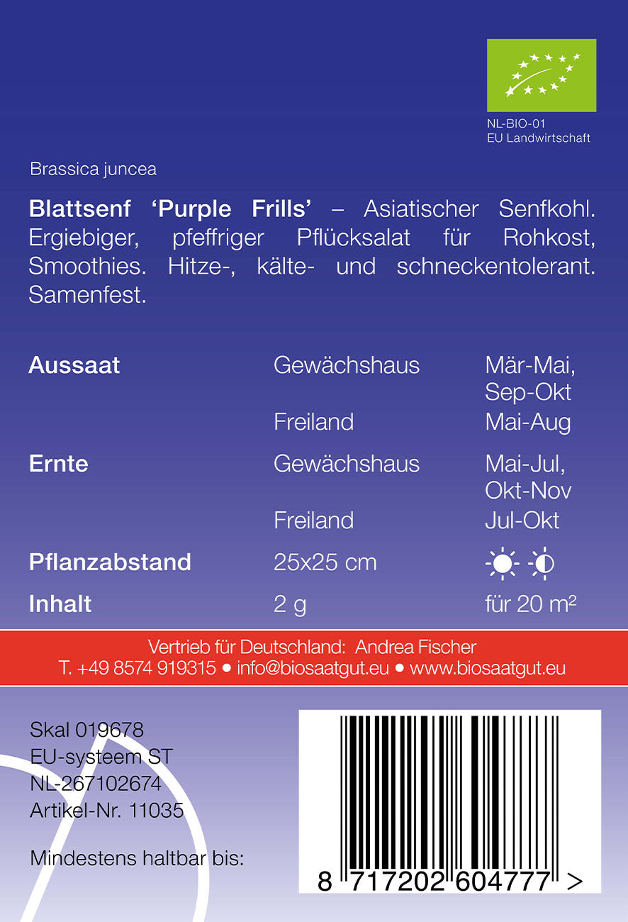 Artikelbild 2 von "BIO Blattsenf Purple Frills" aus der Kategorie Salatsamen