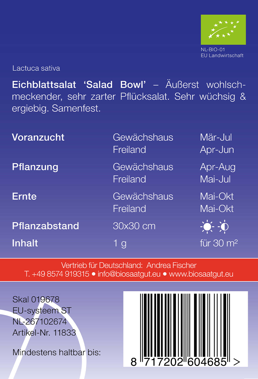 Artikelbild 2 von "BIO Eichblattsalat Salad Bowl" aus der Kategorie Salatsamen