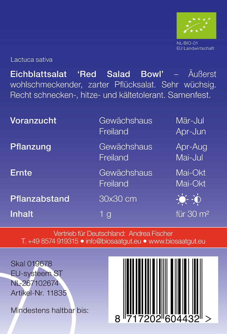 Artikelbild 2 von "BIO Eichblattsalat Red Salad Bowl" aus der Kategorie Salatsamen