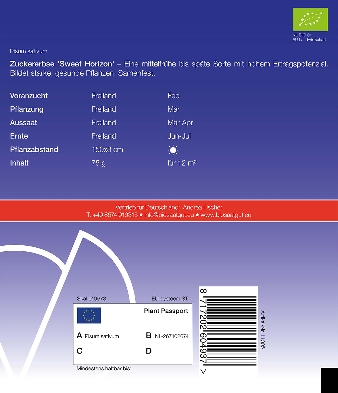 Artikelbild 2 von "BIO Zuckererbse Sweet Horizon" aus der Kategorie Zuckererbsensamen