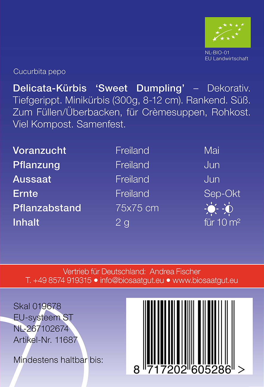 Artikelbild 2 von "BIO Delicata - Kürbis Sweet Dumpling" aus der Kategorie Kürbissamen