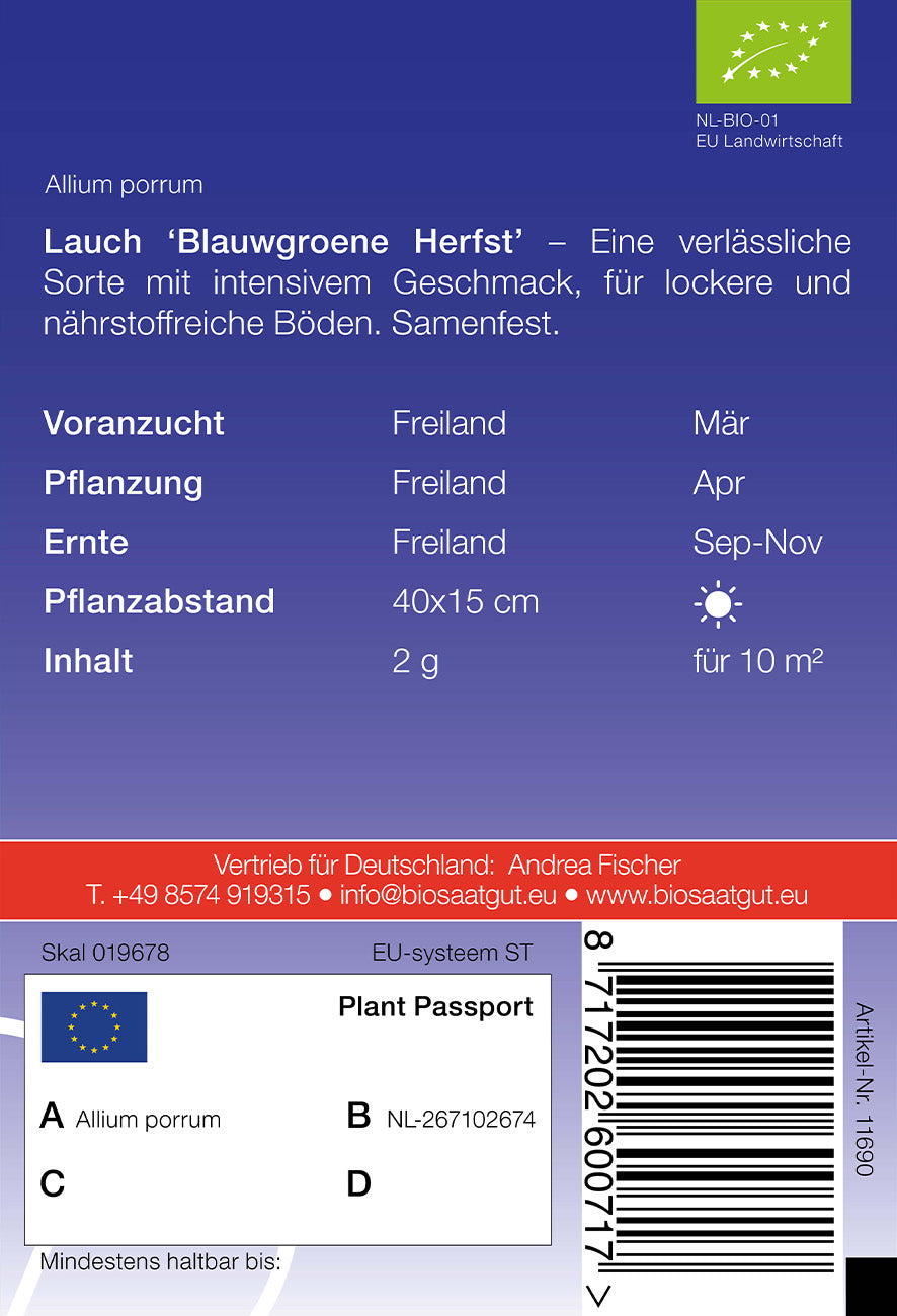 Artikelbild 2 von "BIO Lauch Blauwgroene Herfst" aus der Kategorie Lauchsamen