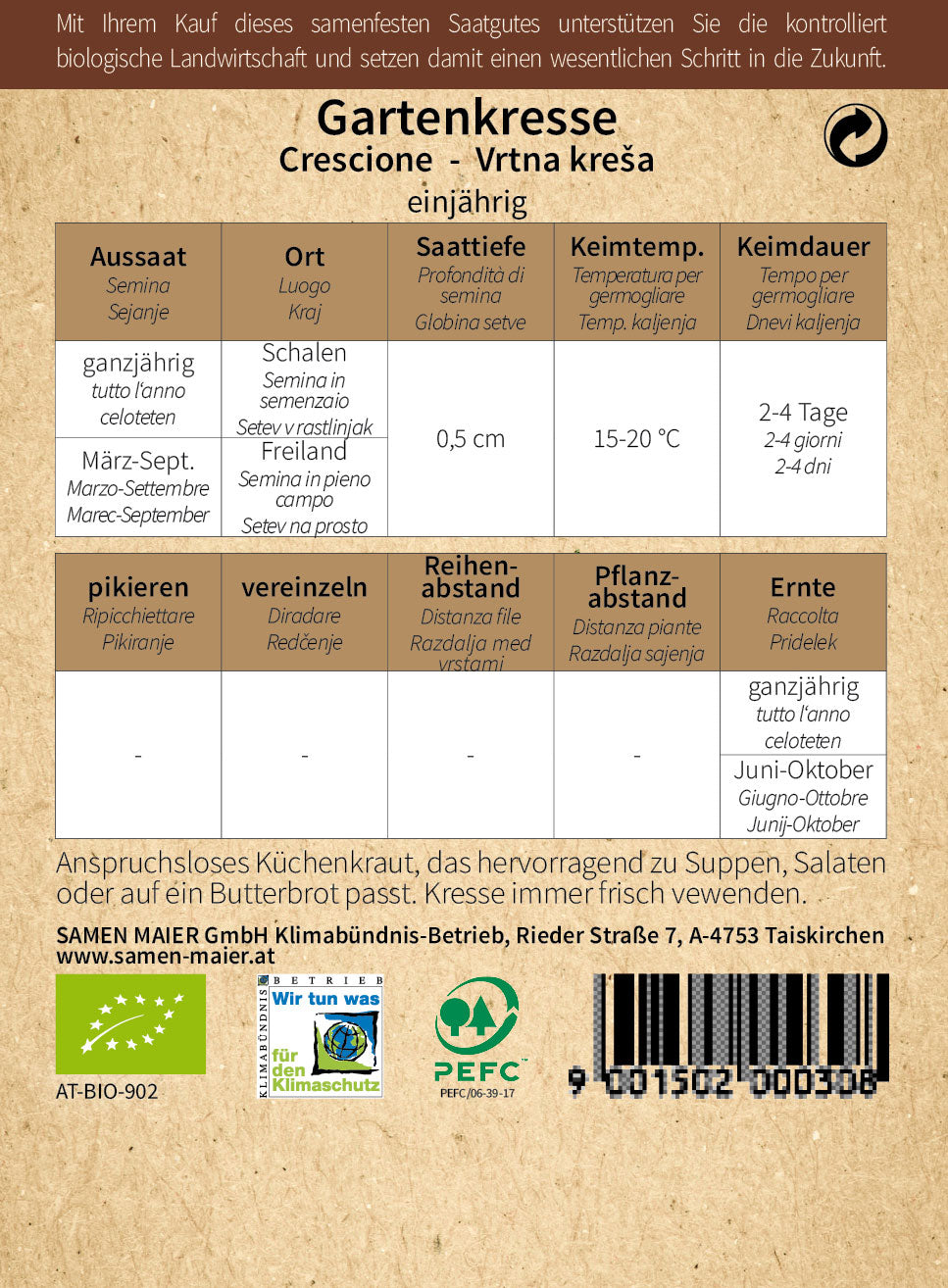 Artikelbild 2 von "BIO Gartenkresse einjährig" aus der Kategorie Kressesamen