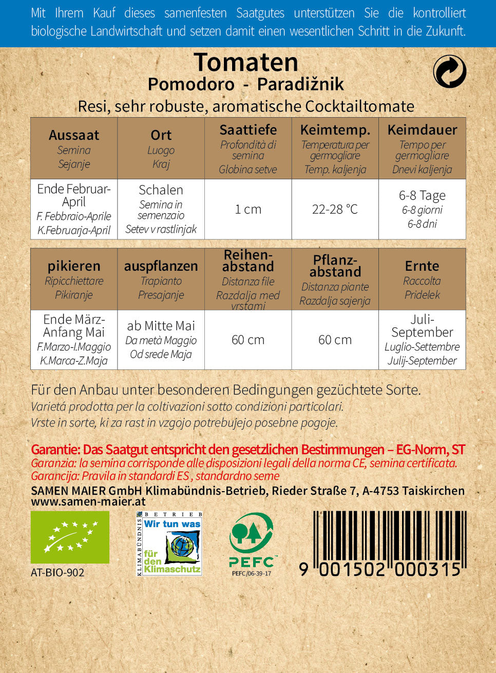 Artikelbild 2 von "BIO Tomate Resi" aus der Kategorie Kirschtomatensamen