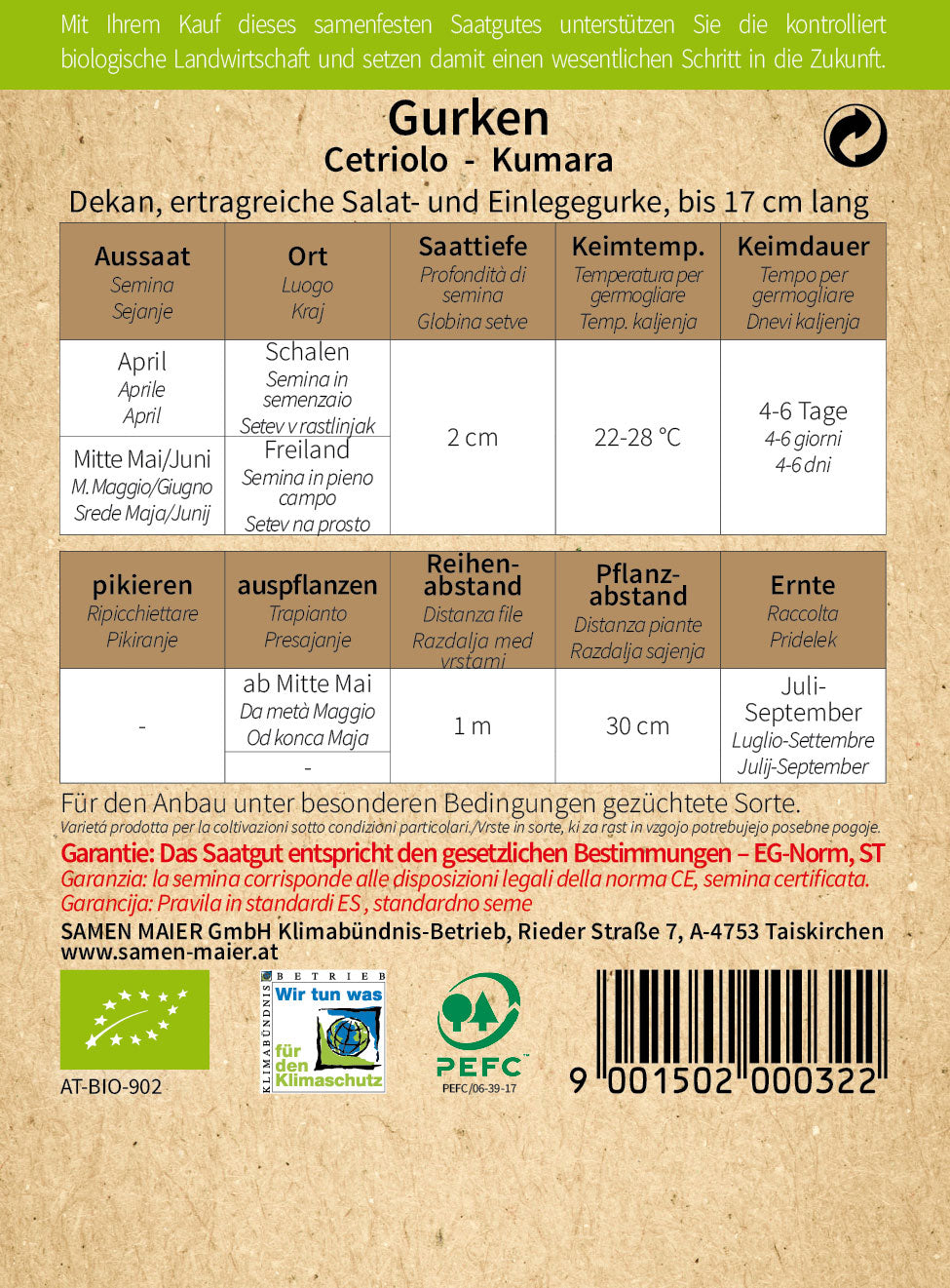 Artikelbild 2 von "BIO Gurke Dekan" aus der Kategorie Gurkensamen