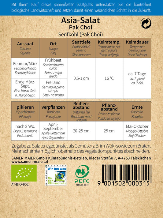 Artikelbild 2 von "BIO Asia-Salat Senfkohl (Pak Choi)" aus der Kategorie Asiasalatsamen