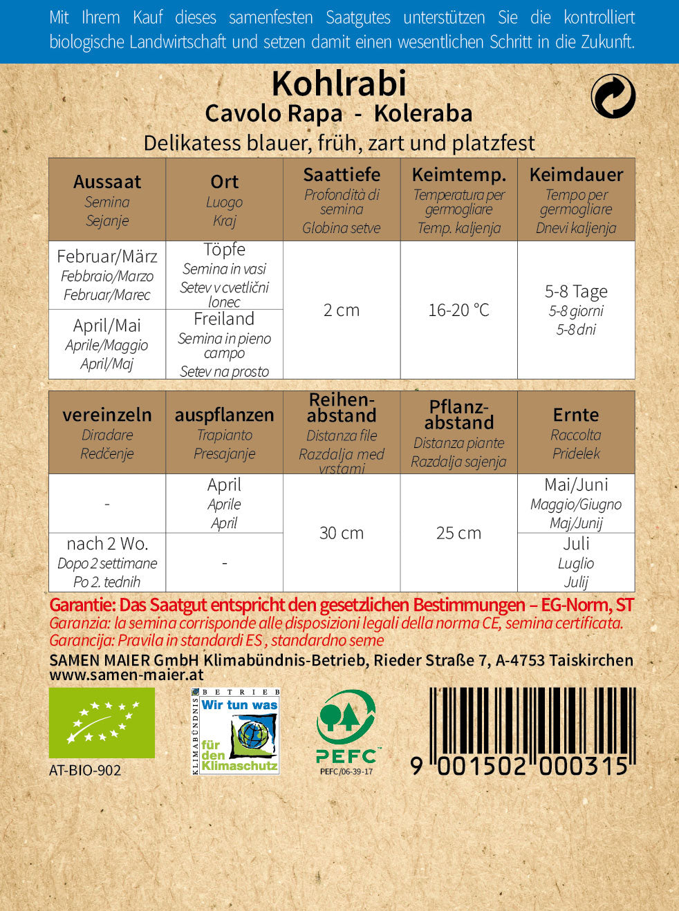 Artikelbild 2 von "BIO Kohlrabi Delikatess blauer früh" aus der Kategorie Kohlrabisamen