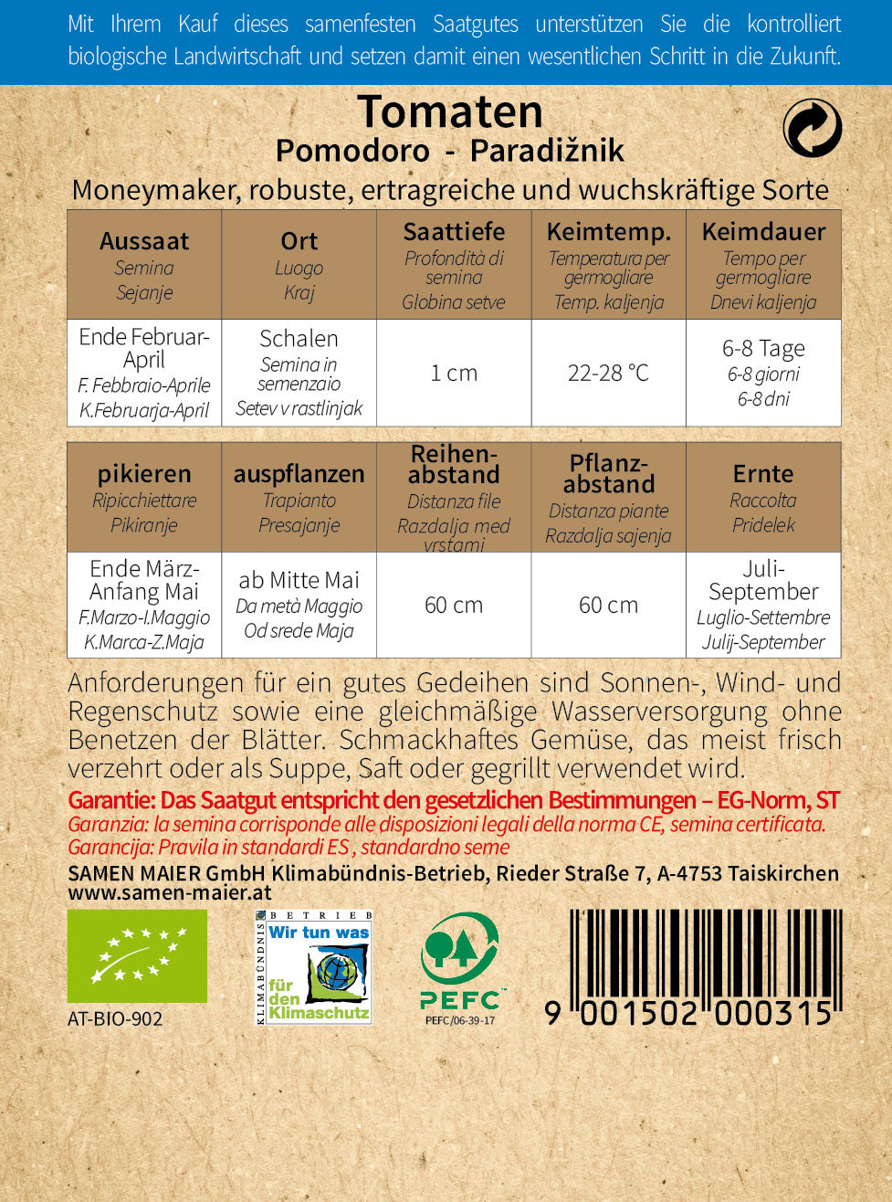 Artikelbild 2 von "BIO Tomate Moneymaker" aus der Kategorie Stabtomatensamen