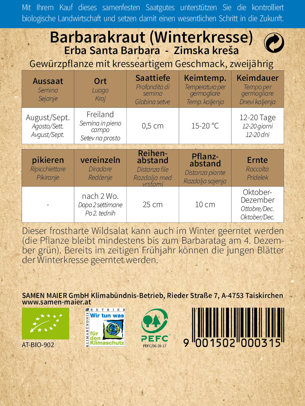 Artikelbild 2 von "BIO Barbarakraut (Winterkresse)" aus der Kategorie Salatsamen