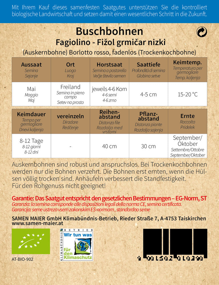 Artikelbild 2 von "BIO Buschbohne (Auskernbohne) Borlotto rosso" aus der Kategorie Buschbohnensamen