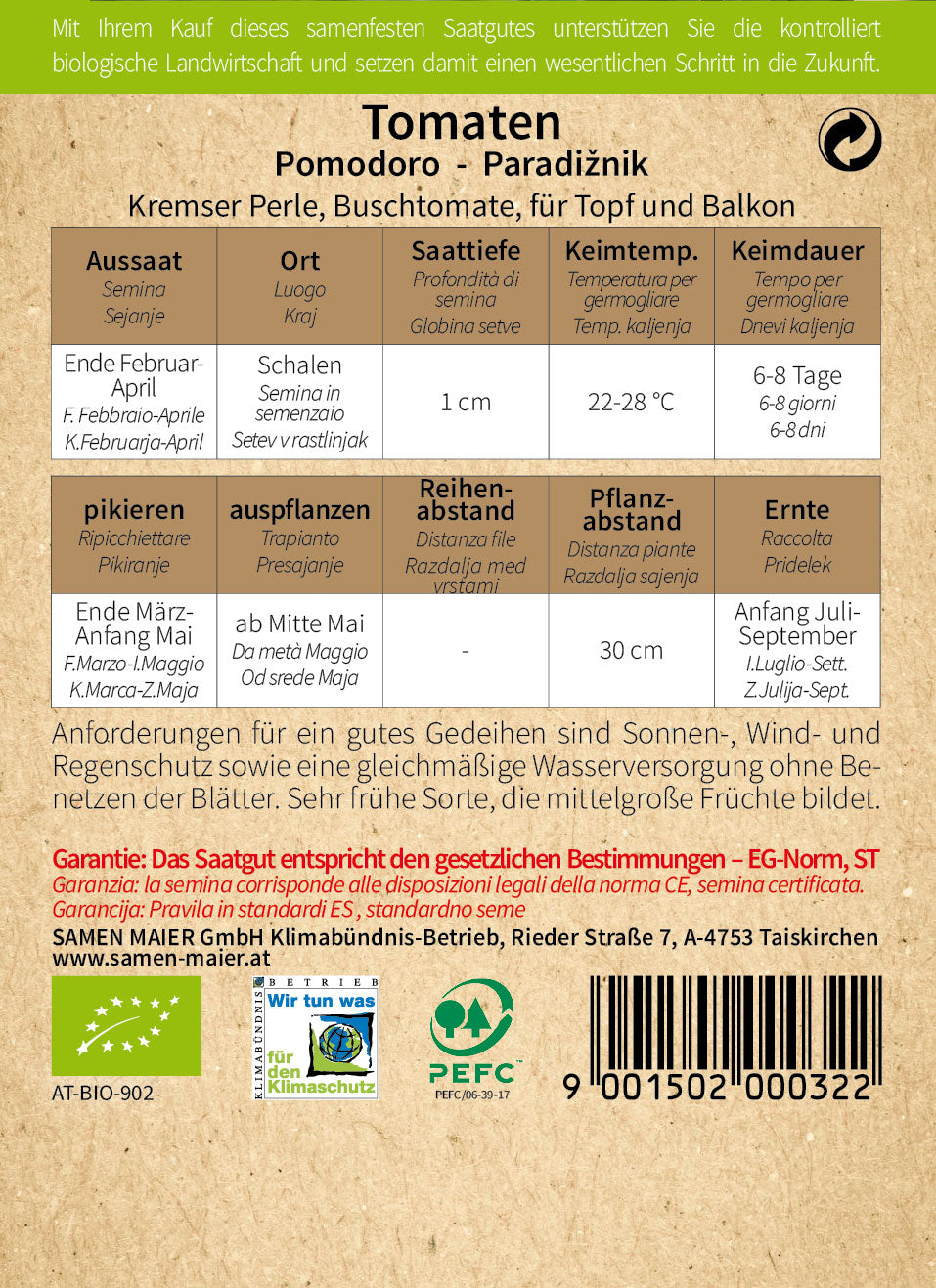 Artikelbild 2 von "BIO Tomate Kremser Perle" aus der Kategorie Tomatensamen