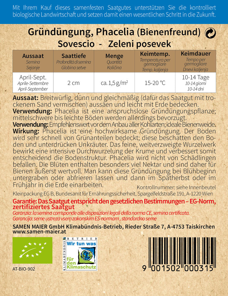 Artikelbild 2 von "BIO Phacelia Gründüngung HE" aus der Kategorie Phaceliasamen