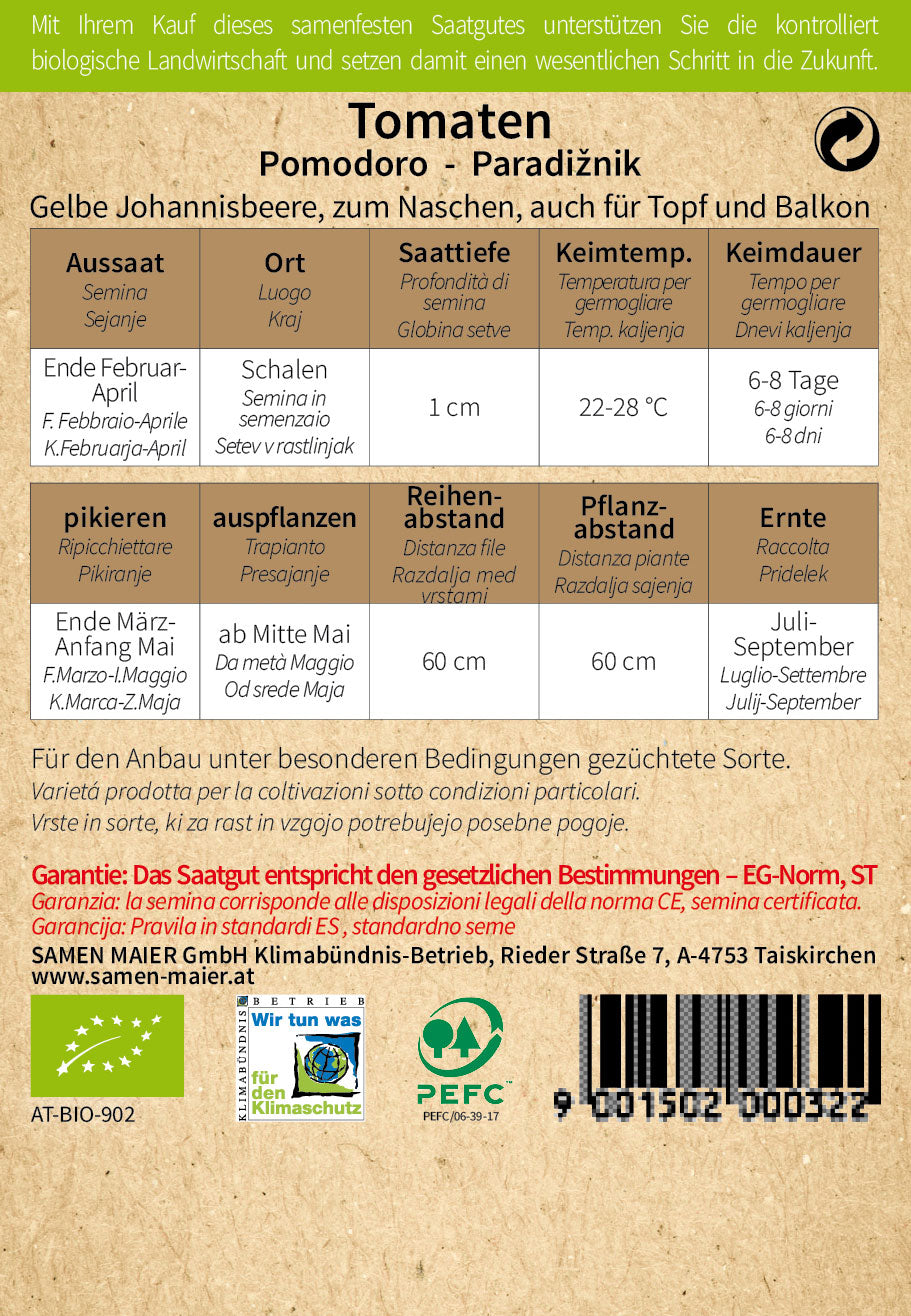 Artikelbild 2 von "BIO Tomaten Gelbe Johannisbeere" aus der Kategorie Kirschtomatensamen