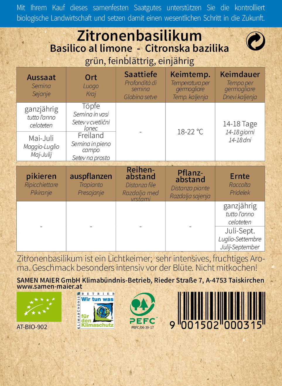 Artikelbild 2 von "BIO Zitronenbasilikum" aus der Kategorie Basilikumsamen