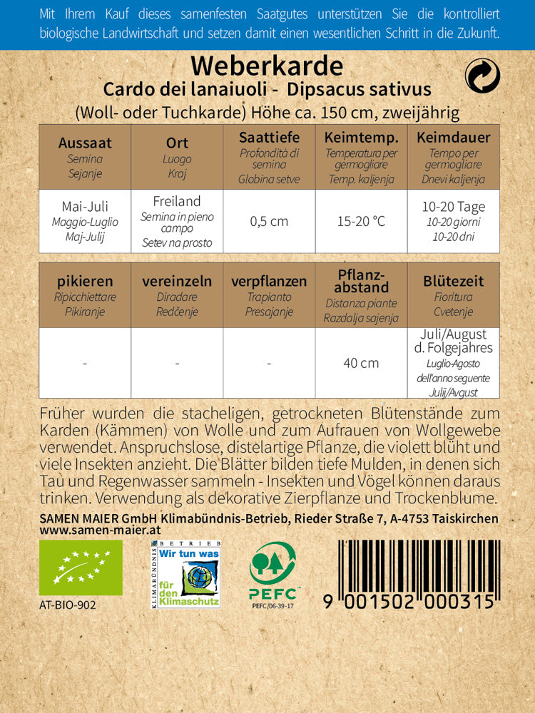 Artikelbild 2 von "BIO Weberkarde" aus der Kategorie Wildblumensamen