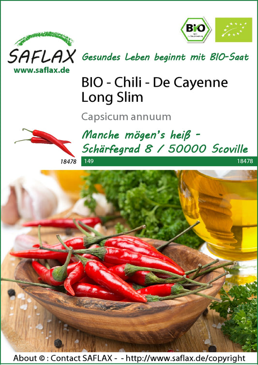 Chili De Cayenne Long Slim | BIO Chilisamen von Saflax