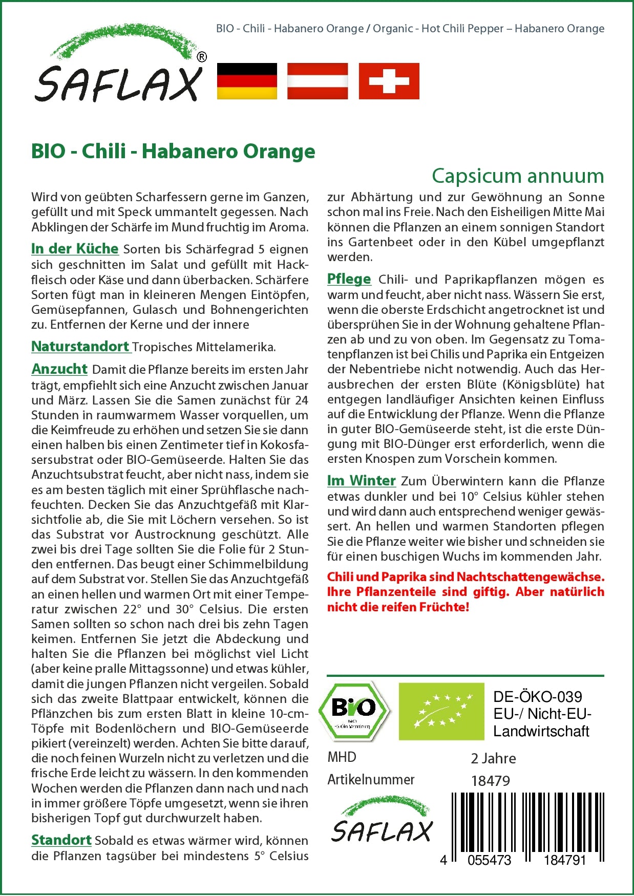 Artikelbild 2 von "BIO Chili Habanero Orange" aus der Kategorie Gemüsesamen