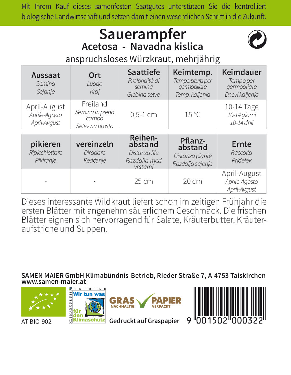 Artikelbild 2 von "BIO Wildblüte Sauerrampfer" aus der Kategorie Sauerampfersamen