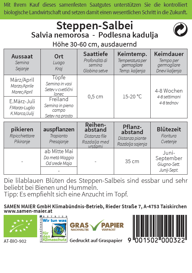 Artikelbild 2 von "BIO Wildblüte Steppen - Salbei" aus der Kategorie Salbeisamen