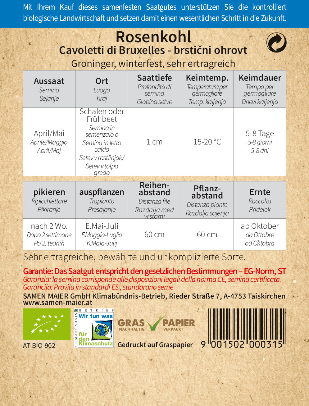 Artikelbild 2 von "BIO Rosenkohl Groninger" aus der Kategorie Rosenkohlsamen