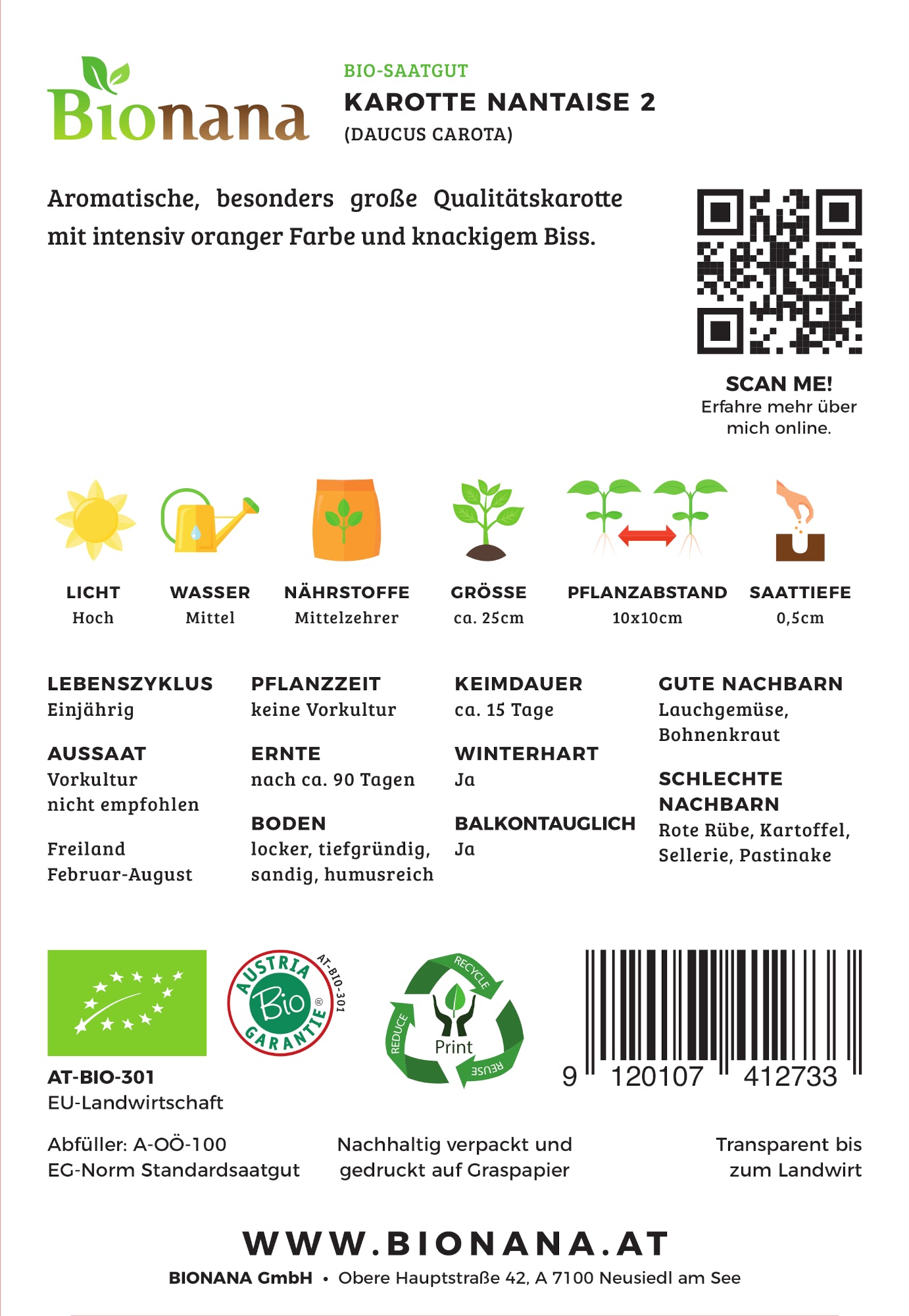 Artikelbild 2 von "BIO Karotte Nantaise" aus der Kategorie Möhrensamen