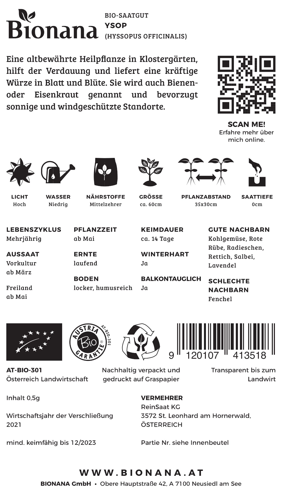 Artikelbild 2 von "BIO Ysop" aus der Kategorie Ysopsamen