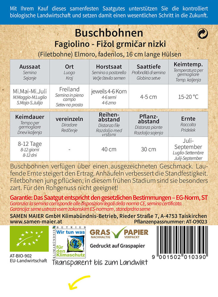 Artikelbild 2 von "BIO Buschbohne Elmoro" aus der Kategorie Buschbohnensamen