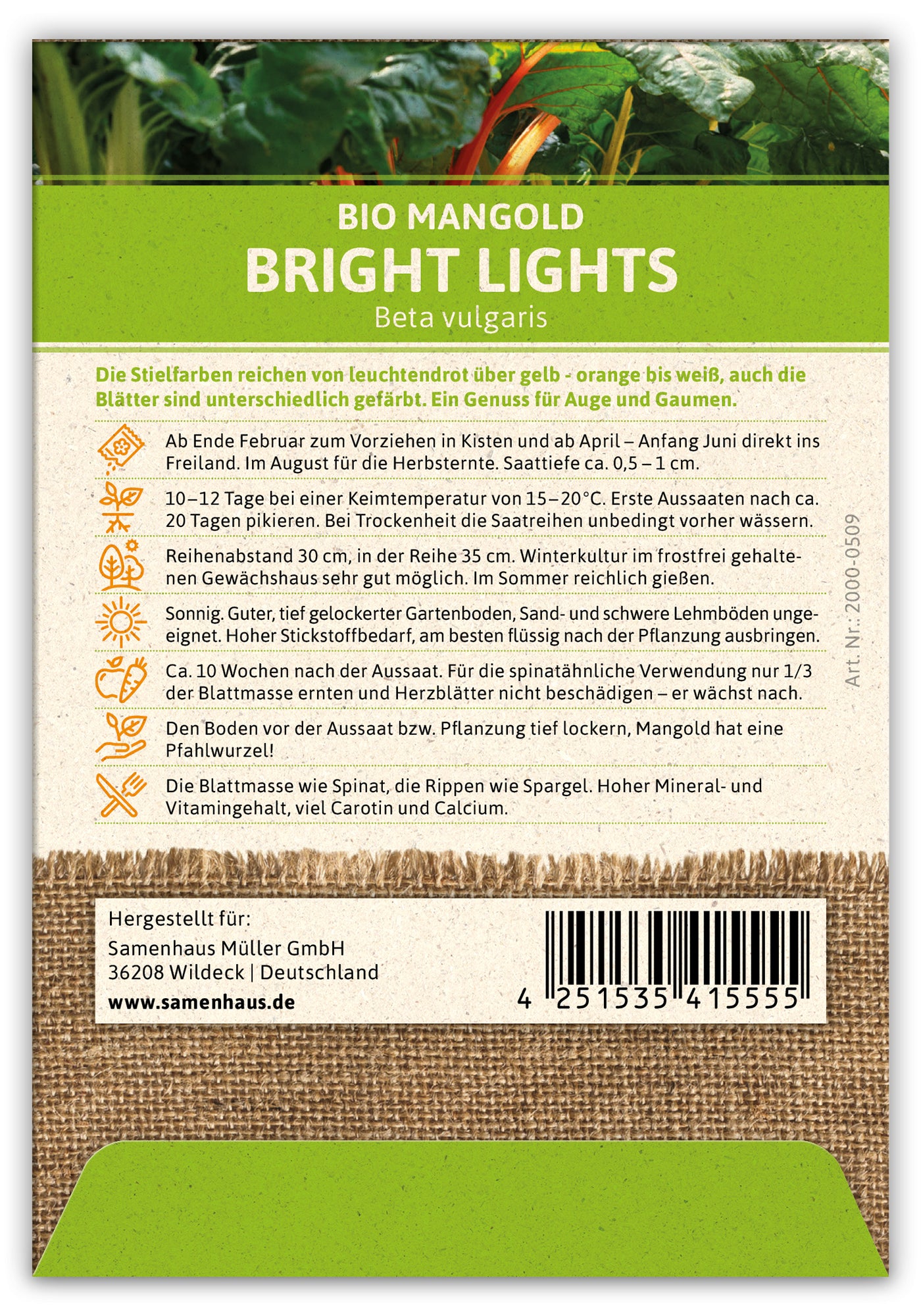 Mangold Bright Lights (100 Stück) | BIO Mangoldsamen von FLORTUS