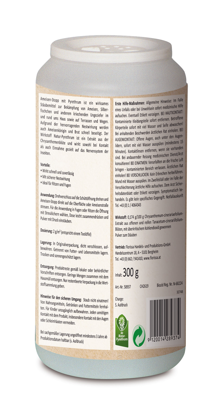 Artikelbild 2 von "Ameisen-Stopp mit Pyrethrum (300 g)" aus der Kategorie Ameisen