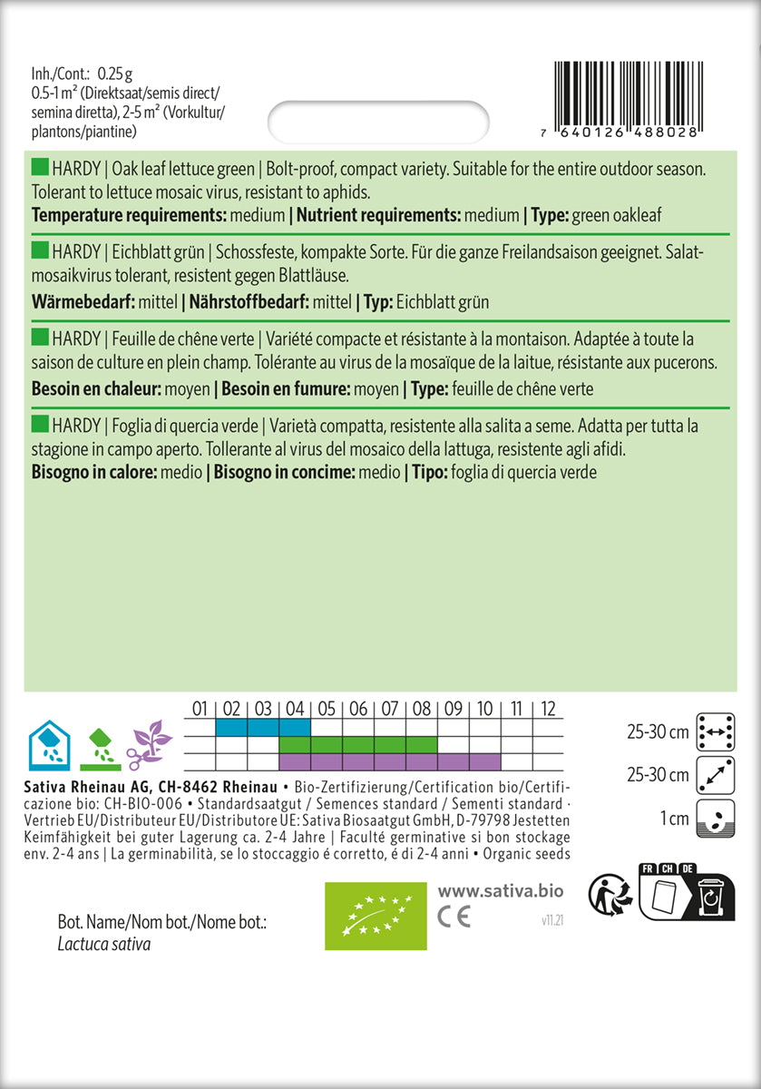 Artikelbild 2 von "BIO Eichblatt grün Hardy" aus der Kategorie Eichblattsalatsamen