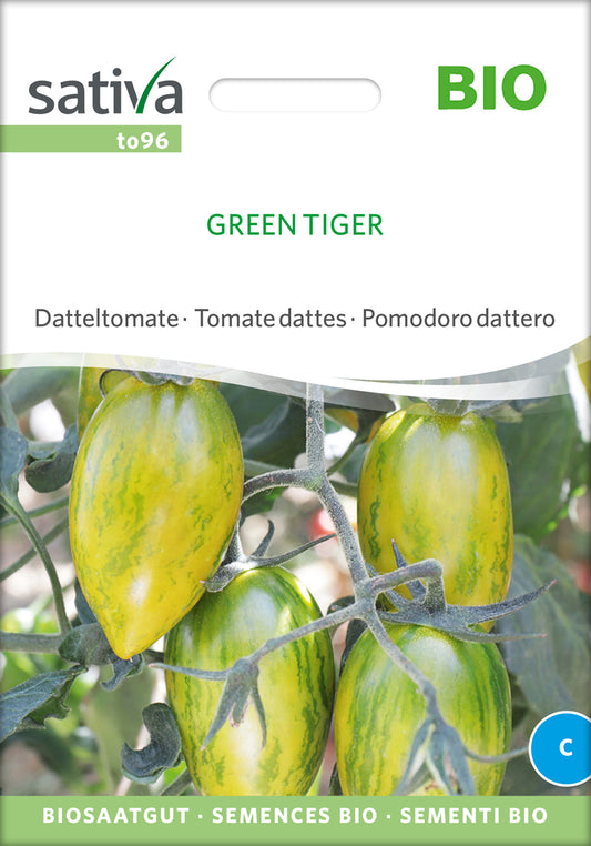 Artikelbild 1 von "BIO Datteltomate Green Tiger" aus der Kategorie Stabtomatensamen