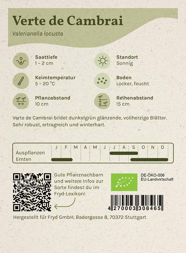 Artikelbild 2 von "Fryd BIO Feldsalat Verte de Cambrai" aus der Kategorie Feldsalatsamen