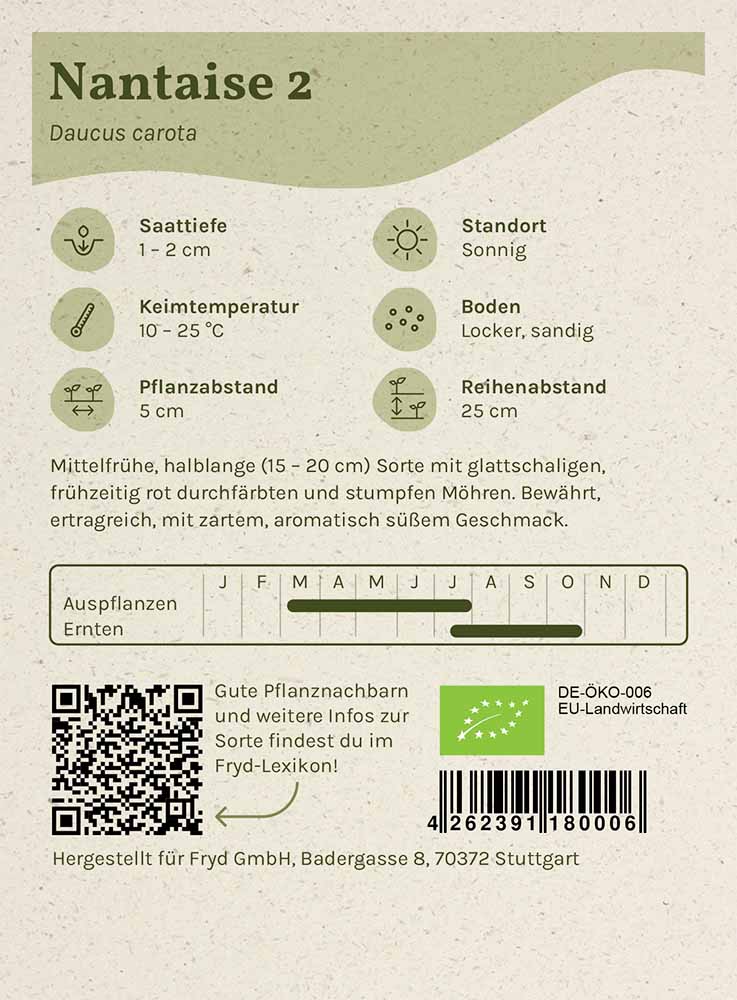 Artikelbild 2 von "Fryd BIO Möhre Nantaise 2" aus der Kategorie Möhrensamen