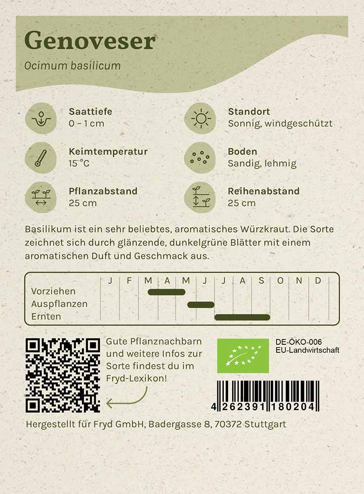 Artikelbild 2 von "Fryd BIO Genoveser Basilikum" aus der Kategorie Basilikumsamen