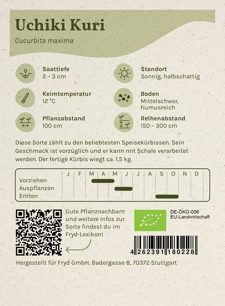 Artikelbild 2 von "Fryd BIO Hokkaidokürbis Uchiki Kuri" aus der Kategorie Hokkaidokürbissamen